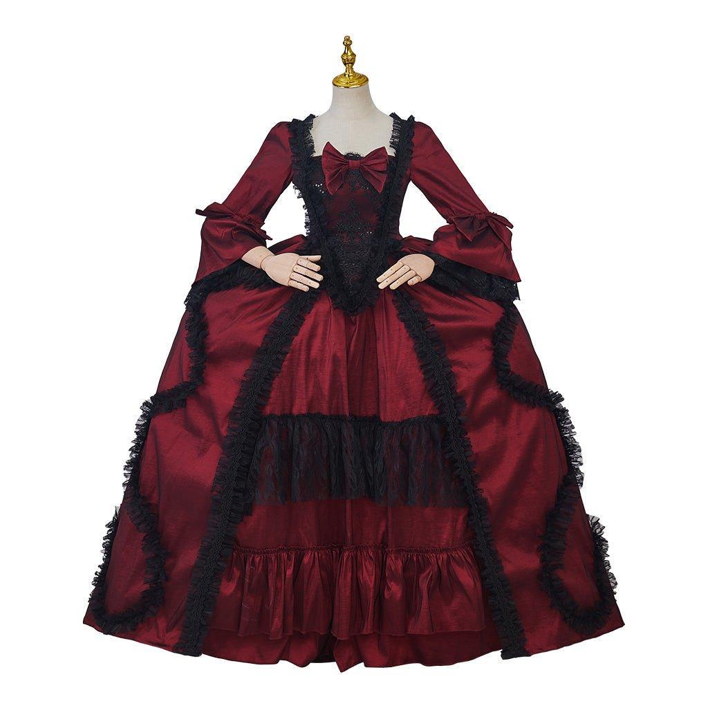 Astricos Rococo Rose Red Ball Gown | Elegant Vintage Princess Costume for Cosplay, Halloween, and Events - Astricos