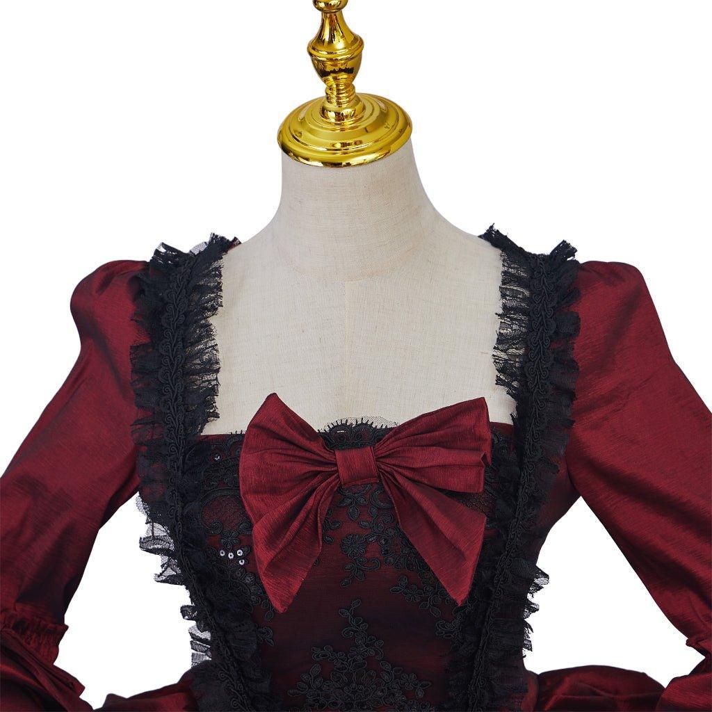 Astricos Rococo Rose Red Ball Gown | Elegant Vintage Princess Costume for Cosplay, Halloween, and Events - Astricos