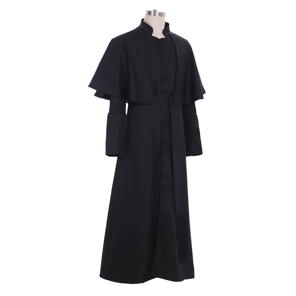 Astricos Black Priest Cosplay Robe - Authentic Medieval & Gothic Wizard Garment - Astricos