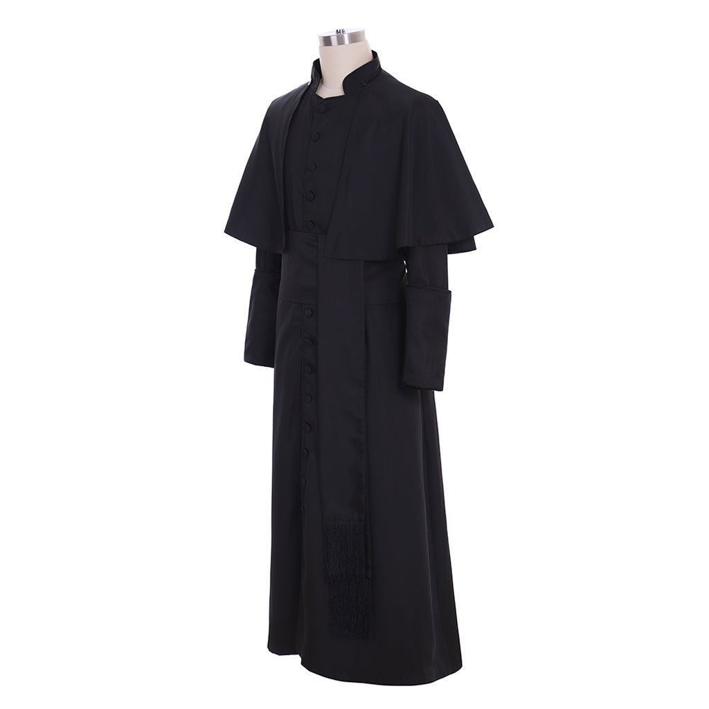 Astricos Black Priest Cosplay Robe - Authentic Medieval & Gothic Wizard Garment - Astricos