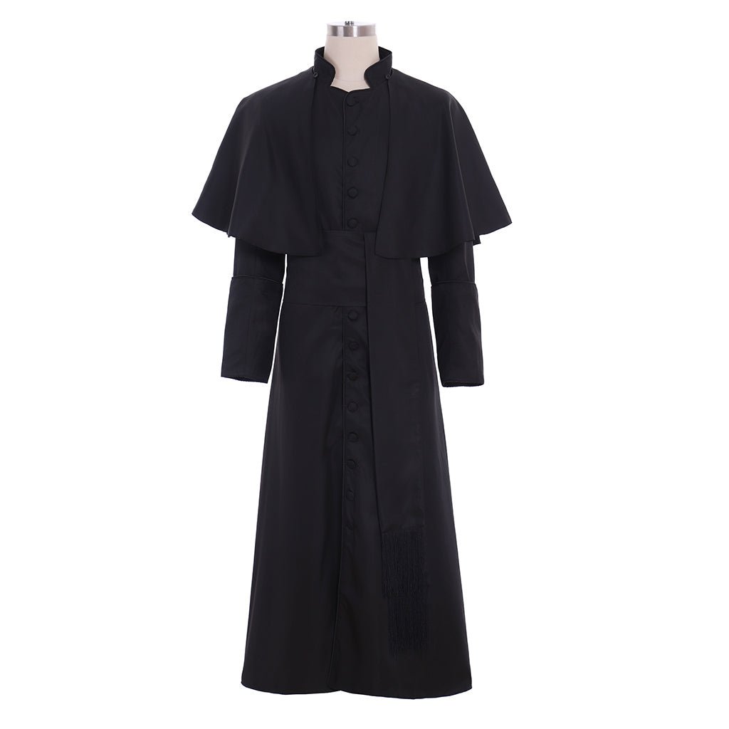 Astricos Black Priest Cosplay Robe - Authentic Medieval & Gothic Wizard Garment - Astricos