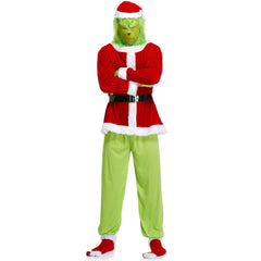 Astricos Grinch Green Hair Christmas Costume for Men - Santa Claus Inspired Outfit - Astricos