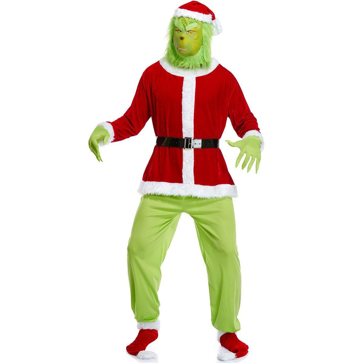 Astricos Grinch Green Hair Christmas Costume for Men - Santa Claus Inspired Outfit - Astricos