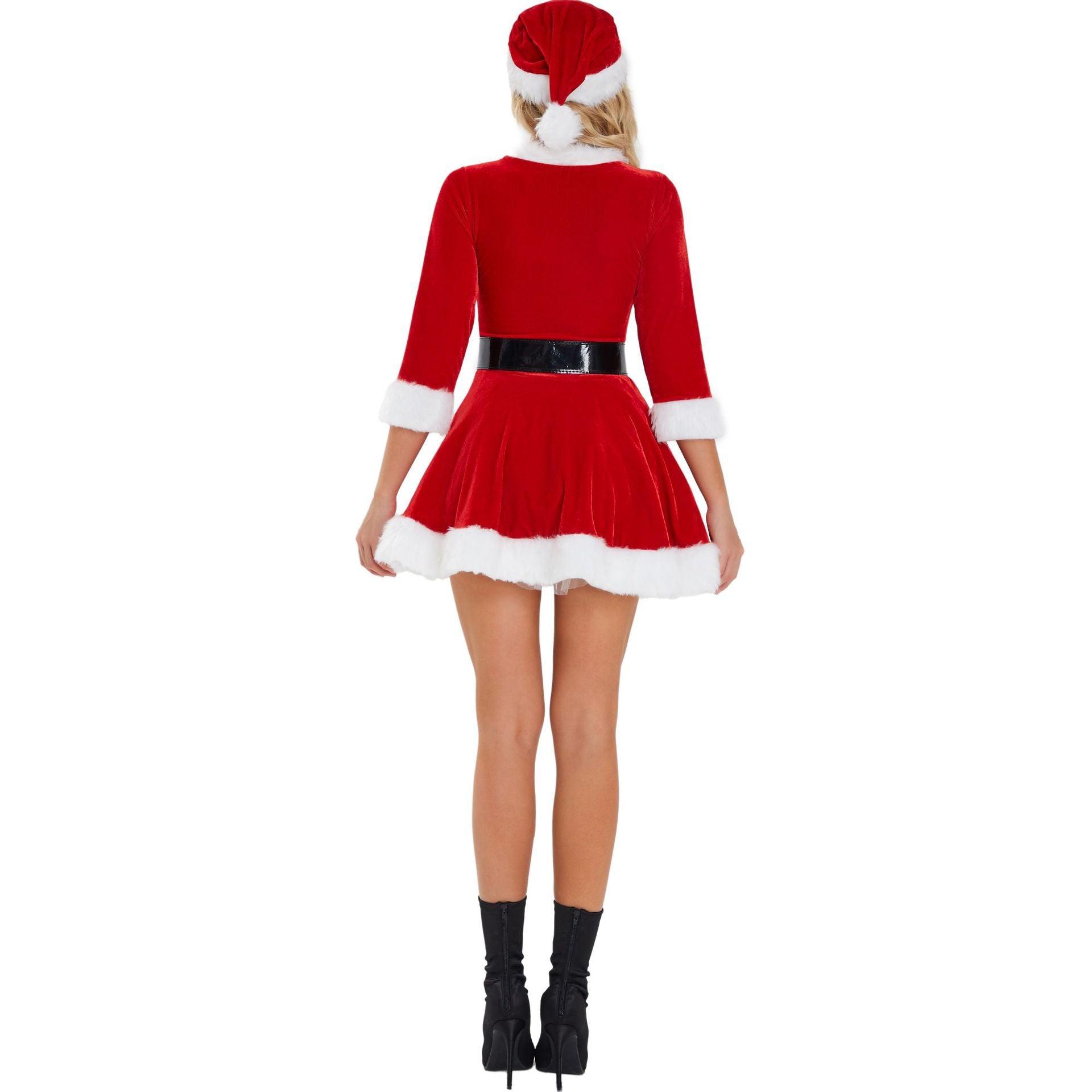 Glittering Sequin Christmas Costume for Women - Astricos Sexy Party & Stage Performance Santa Suit - Astricos