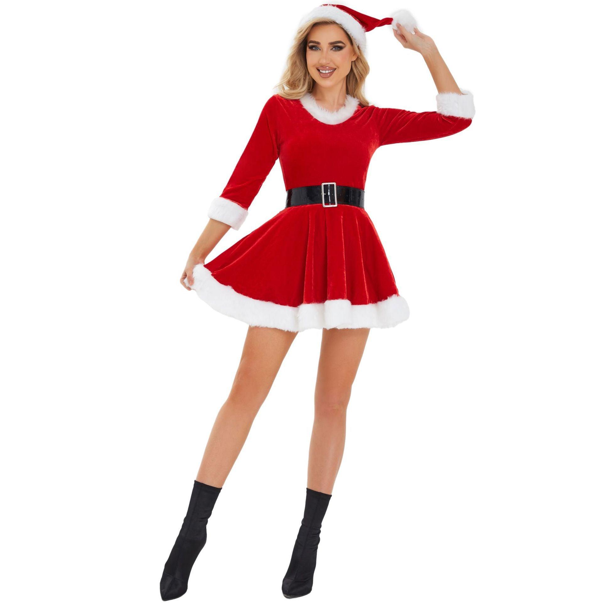 Glittering Sequin Christmas Costume for Women - Astricos Sexy Party & Stage Performance Santa Suit - Astricos