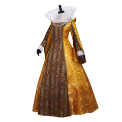 Elegant Stand Collar Astricos Elizabeth Cosplay Costume | Gold Tudor-Themed Ball Gown Dress - Astricos