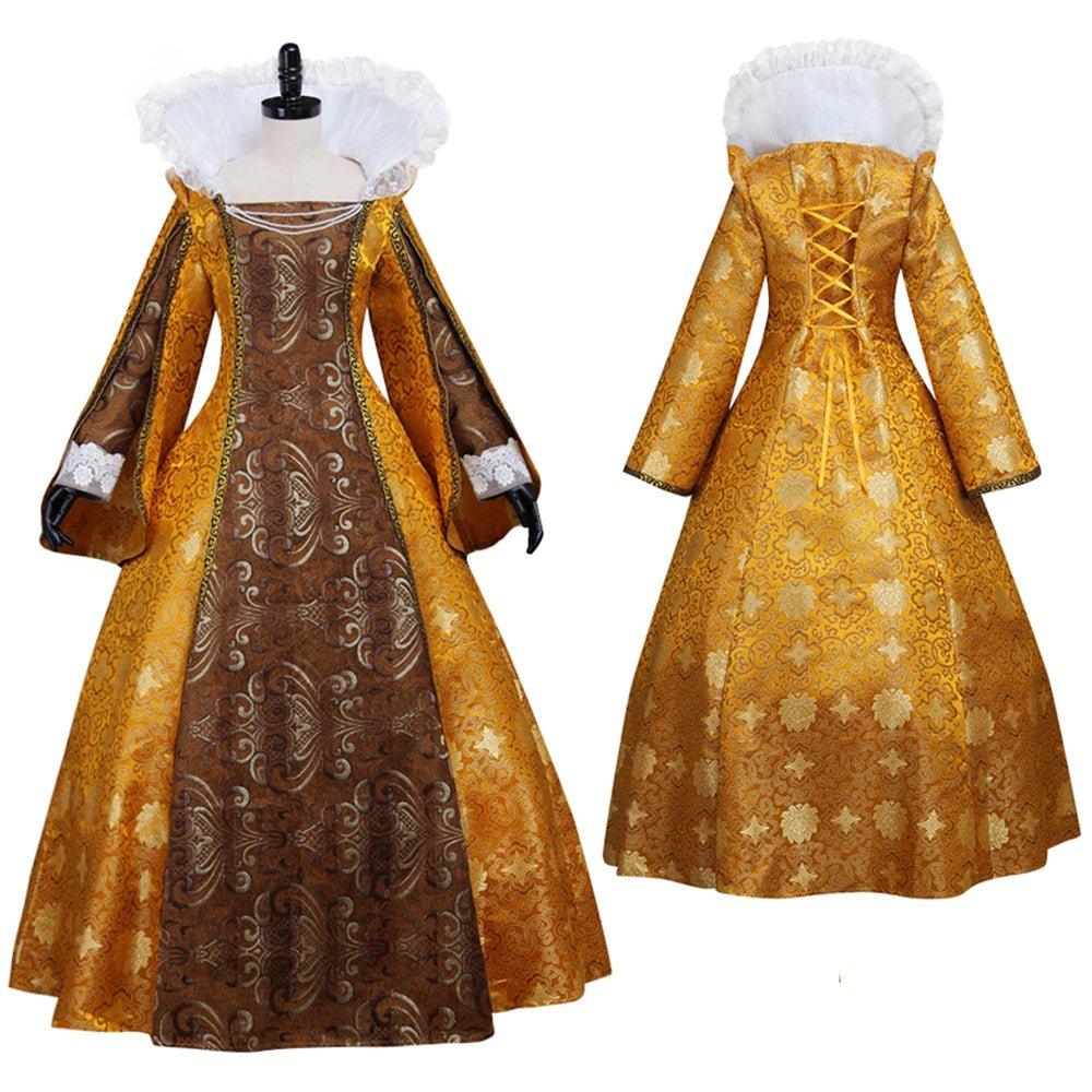 Elegant Stand Collar Astricos Elizabeth Cosplay Costume | Gold Tudor-Themed Ball Gown Dress - Astricos