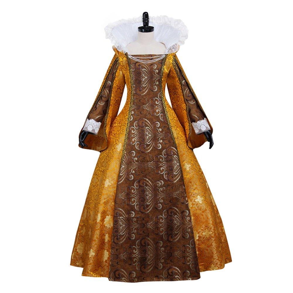 Elegant Stand Collar Astricos Elizabeth Cosplay Costume | Gold Tudor-Themed Ball Gown Dress - Astricos