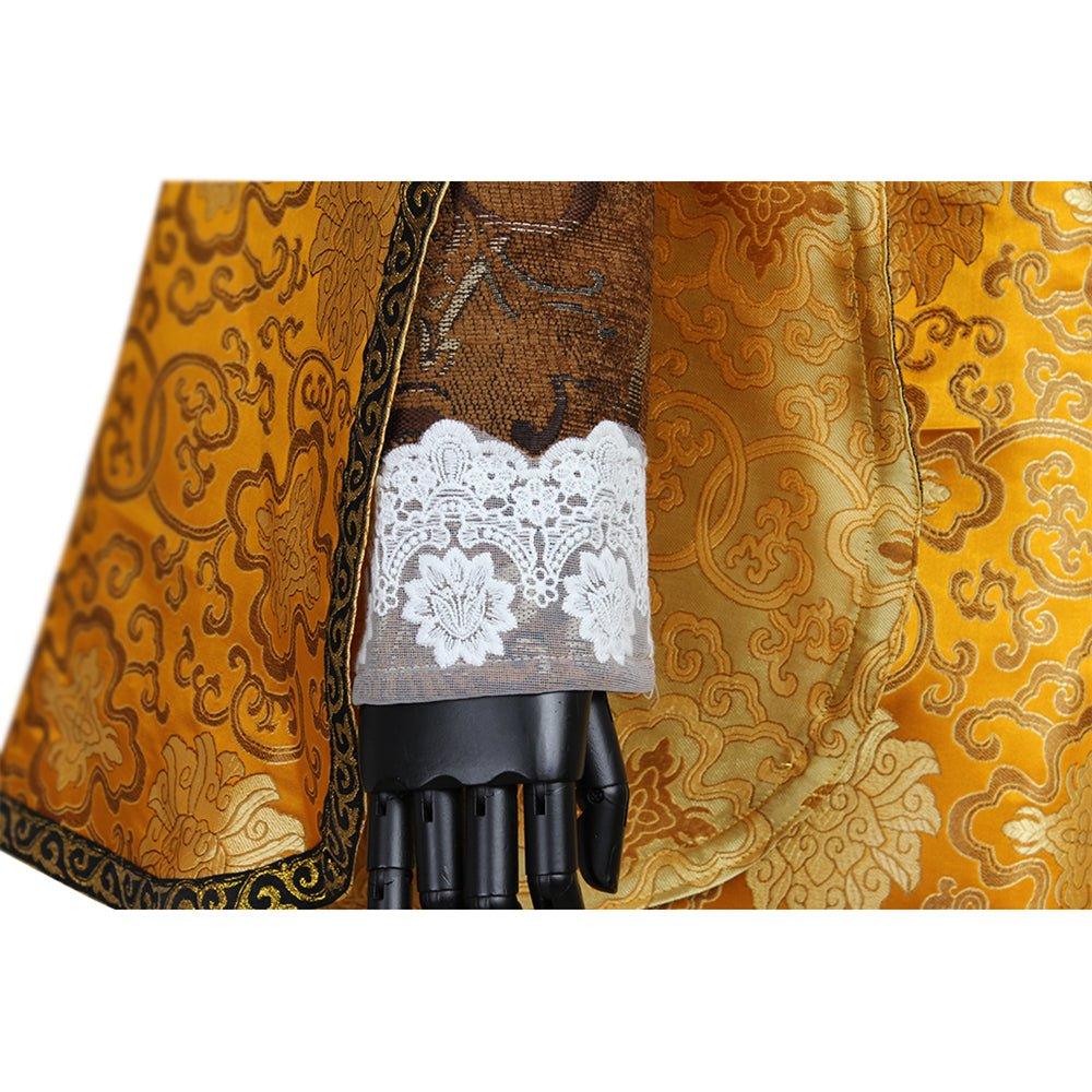 Elegant Stand Collar Astricos Elizabeth Cosplay Costume | Gold Tudor-Themed Ball Gown Dress - Astricos