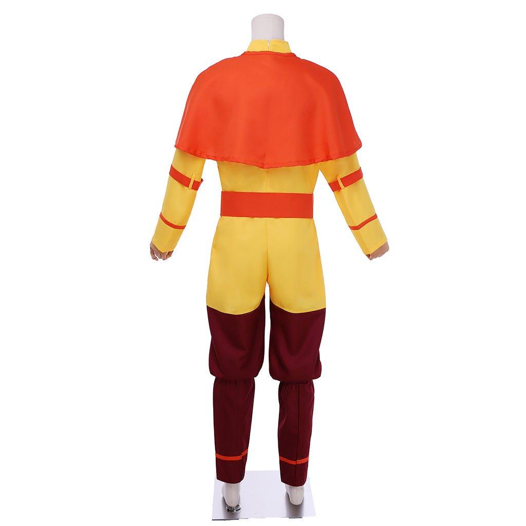 Astricos Avatar Aang Cosplay Costume - Vibrant Yellow Suit with Red Cloak - Astricos