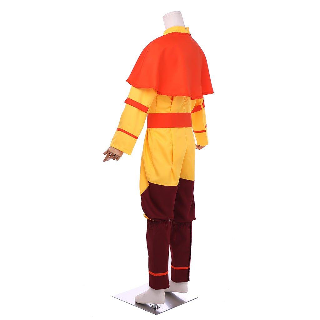 Astricos Avatar Aang Cosplay Costume - Vibrant Yellow Suit with Red Cloak - Astricos