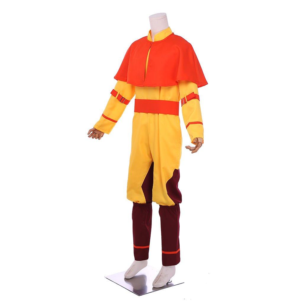 Astricos Avatar Aang Cosplay Costume - Vibrant Yellow Suit with Red Cloak - Astricos