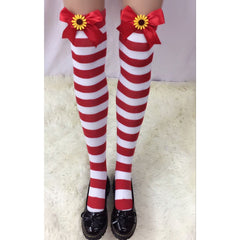 Astricos Glamorous Christmas Stockings - Bow Striped, Thick & Sexy for Festive Occasions - Astricos