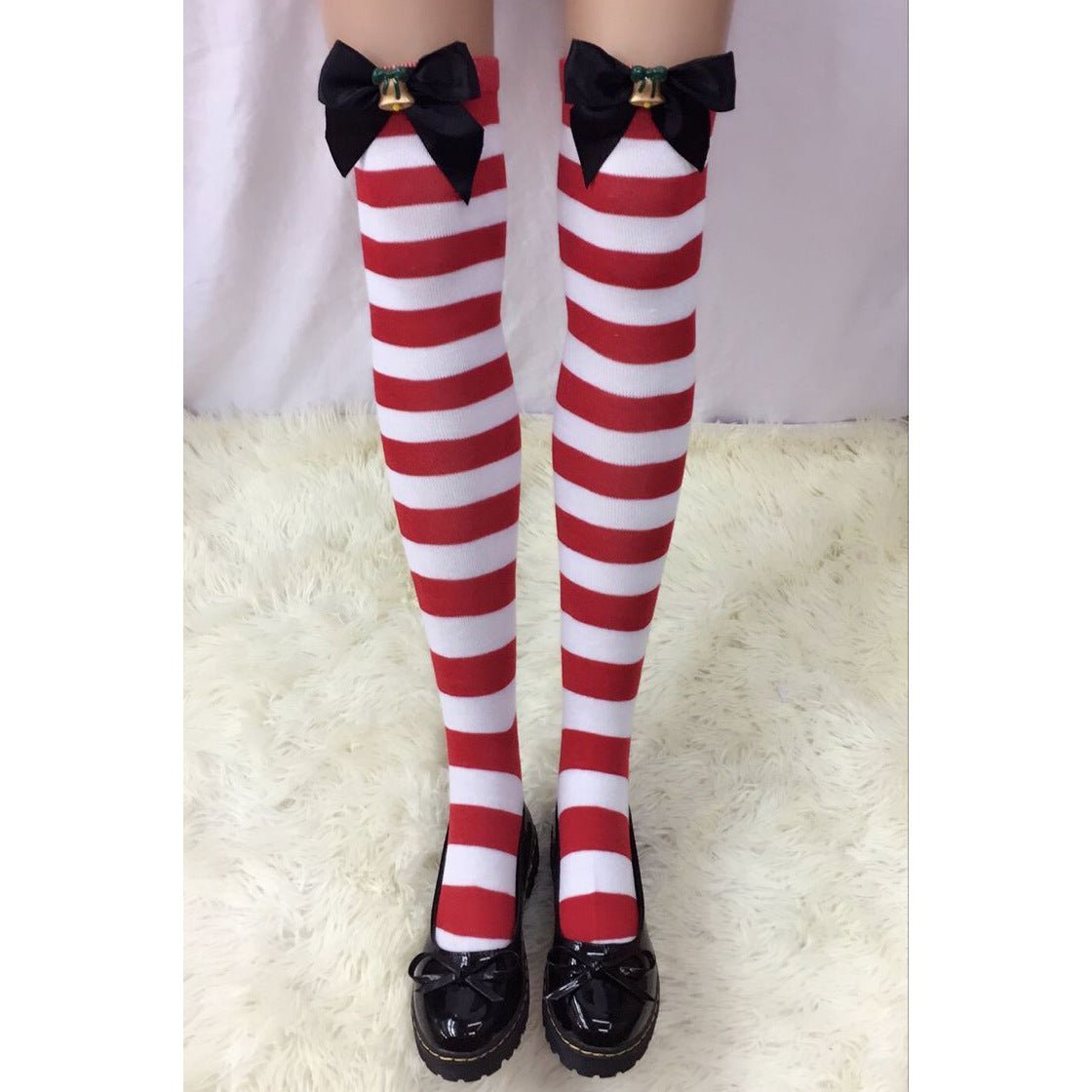 Astricos Glamorous Christmas Stockings - Bow Striped, Thick & Sexy for Festive Occasions - Astricos