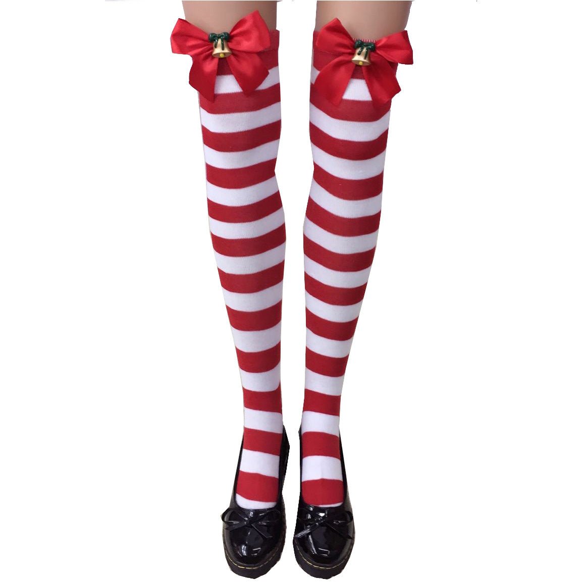 Astricos Glamorous Christmas Stockings - Bow Striped, Thick & Sexy for Festive Occasions - Astricos