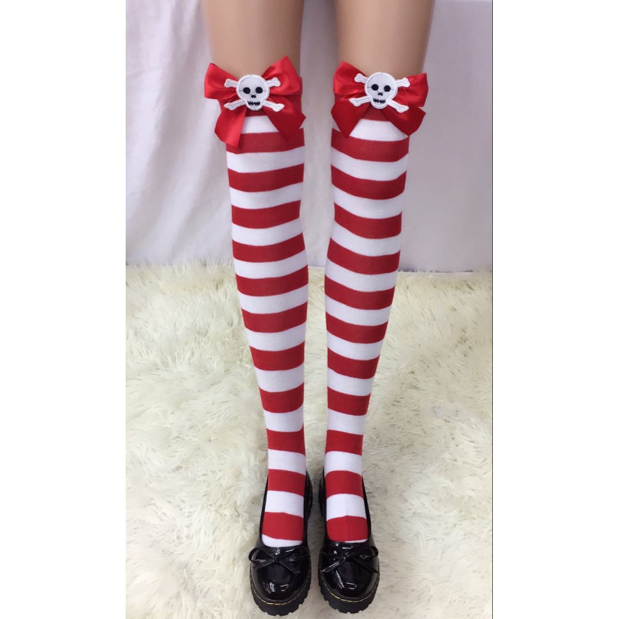 Astricos Glamorous Christmas Stockings - Bow Striped, Thick & Sexy for Festive Occasions - Astricos