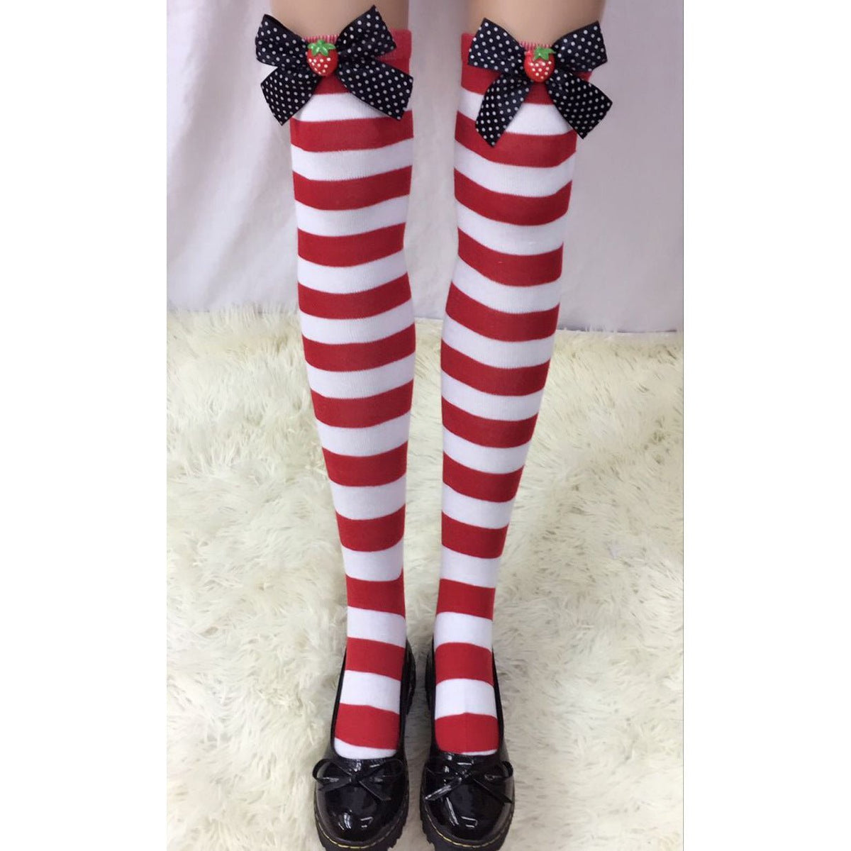 Astricos Glamorous Christmas Stockings - Bow Striped, Thick & Sexy for Festive Occasions - Astricos