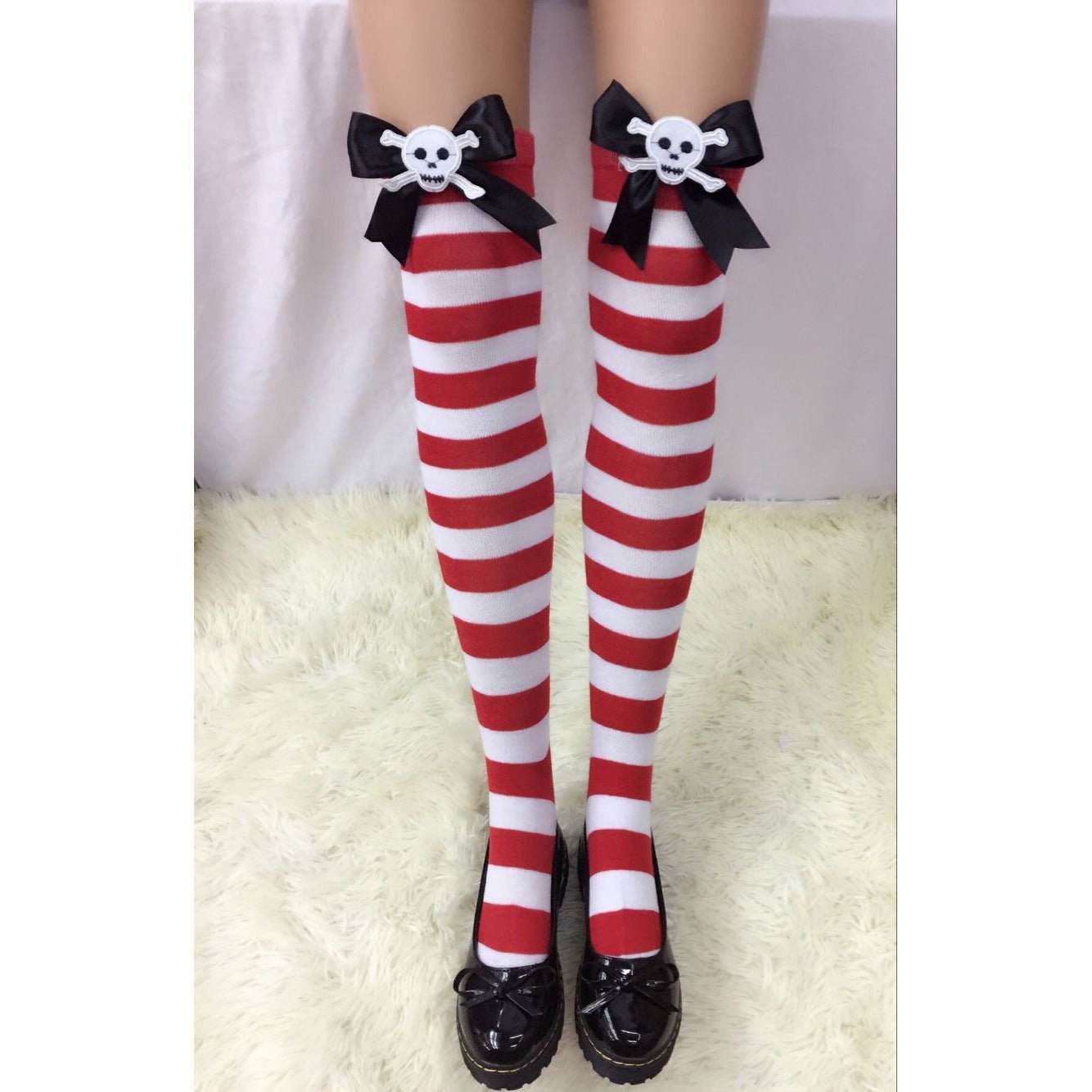 Astricos Glamorous Christmas Stockings - Bow Striped, Thick & Sexy for Festive Occasions - Astricos