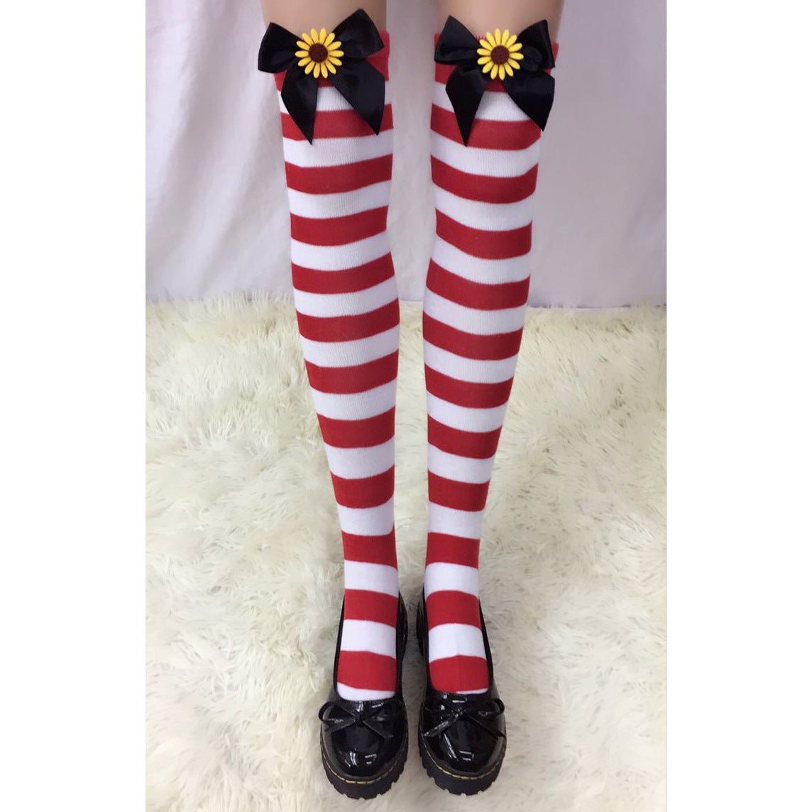 Astricos Glamorous Christmas Stockings - Bow Striped, Thick & Sexy for Festive Occasions - Astricos