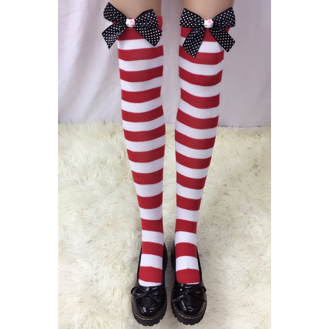 Astricos Glamorous Christmas Stockings - Bow Striped, Thick & Sexy for Festive Occasions - Astricos