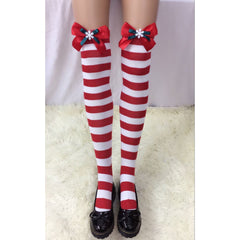 Astricos Glamorous Christmas Stockings - Bow Striped, Thick & Sexy for Festive Occasions - Astricos