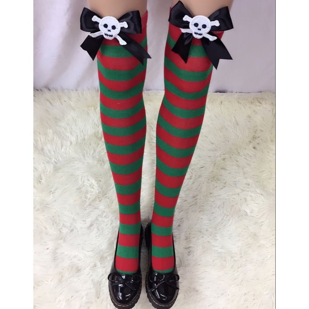 Astricos Luxurious Christmas Socks - Festive Bow Striped Holiday Stockings for Stylish Comfort - Astricos