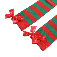 Astricos Luxurious Christmas Socks - Festive Bow Striped Holiday Stockings for Stylish Comfort - Astricos