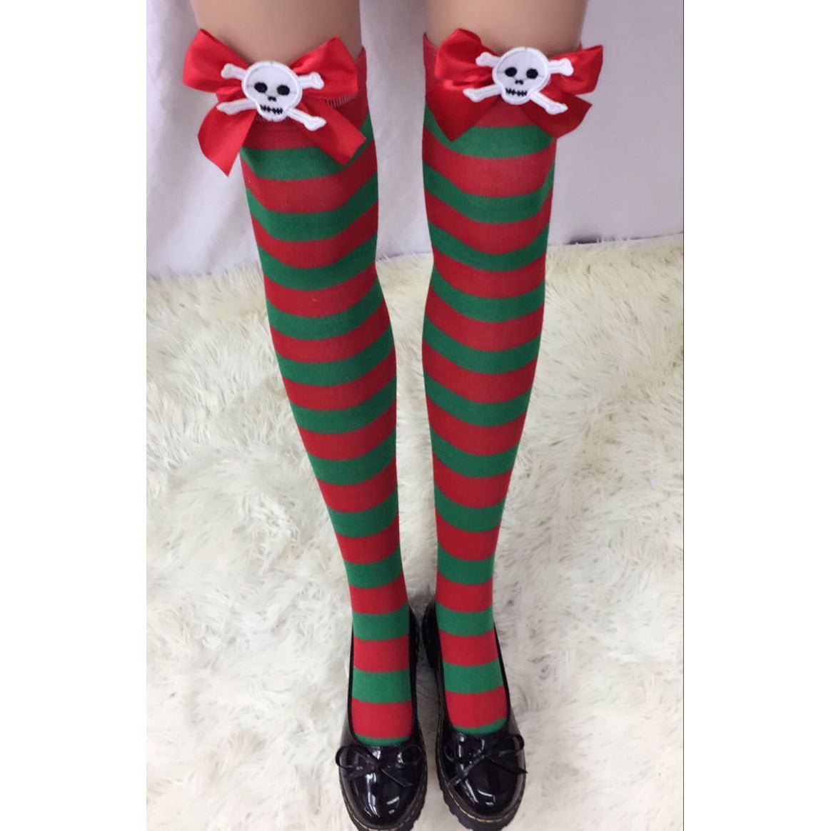 Astricos Luxurious Christmas Socks - Festive Bow Striped Holiday Stockings for Stylish Comfort - Astricos