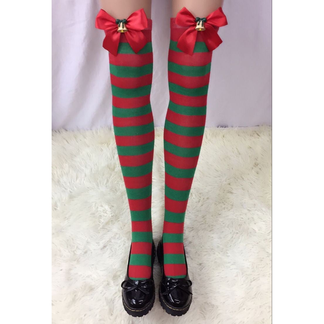 Astricos Luxurious Christmas Socks - Festive Bow Striped Holiday Stockings for Stylish Comfort - Astricos