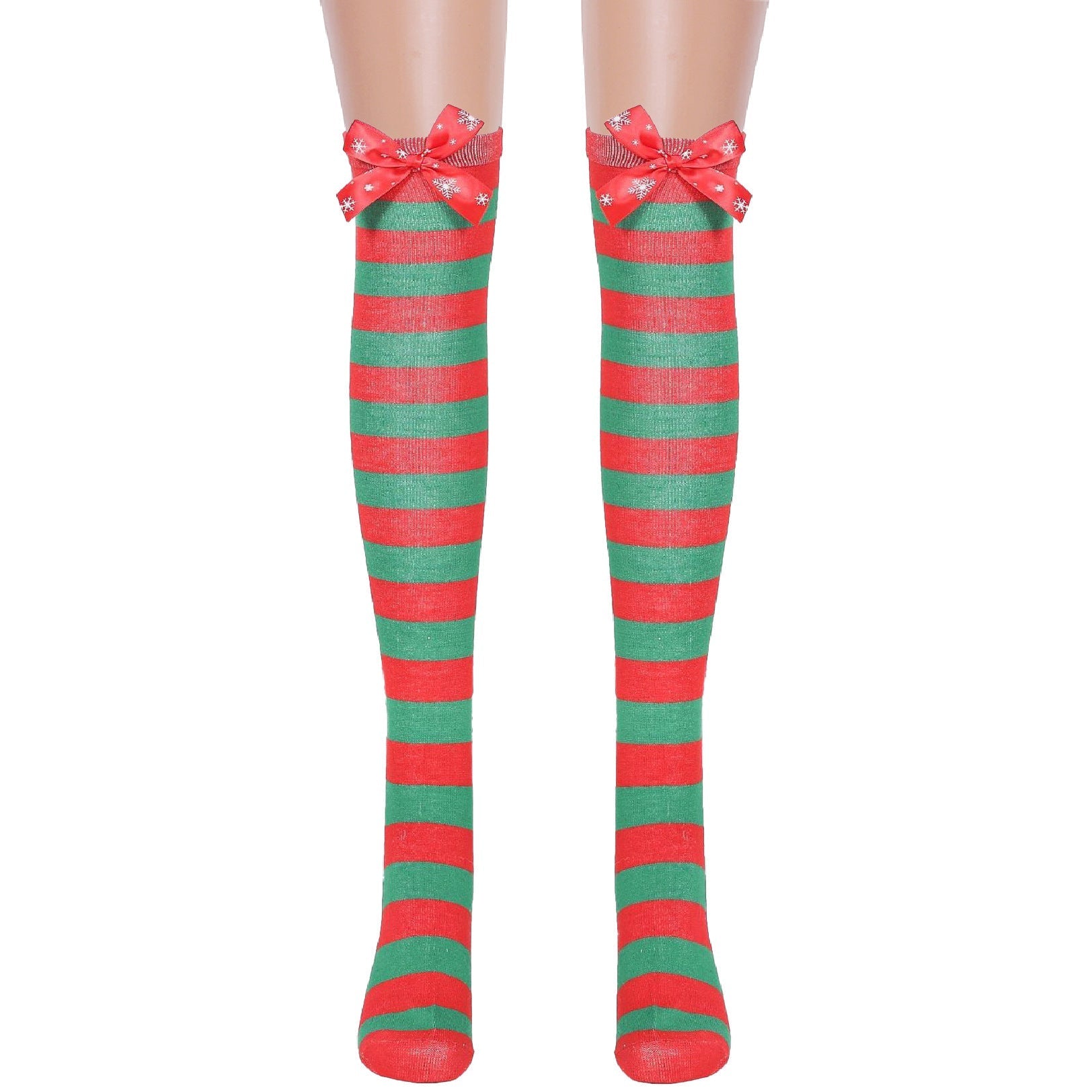 Astricos Luxurious Christmas Socks - Festive Bow Striped Holiday Stockings for Stylish Comfort - Astricos