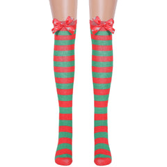 Astricos Luxurious Christmas Socks - Festive Bow Striped Holiday Stockings for Stylish Comfort - Astricos