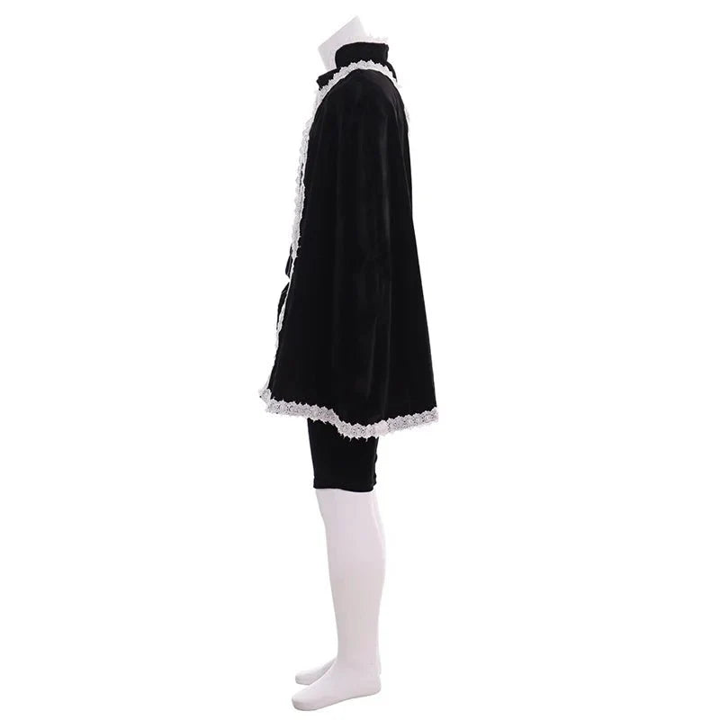 Astricos King Medieval Costume - Elizabethan Black Gown with Cape | Cosplay Renaissance Outfit - Astricos