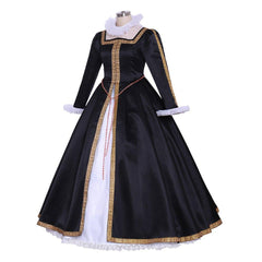 Astricos Queen Elizabeth Tudor Cosplay Costume | Elegant Black-White Women’s Tudor Ball Gown for Historical Events - Astricos