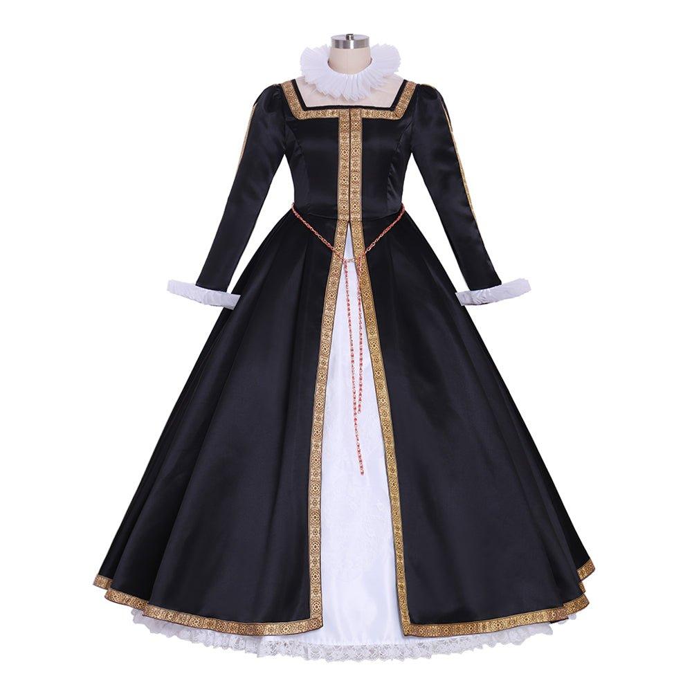 Astricos Queen Elizabeth Tudor Cosplay Costume | Elegant Black-White Women’s Tudor Ball Gown for Historical Events - Astricos