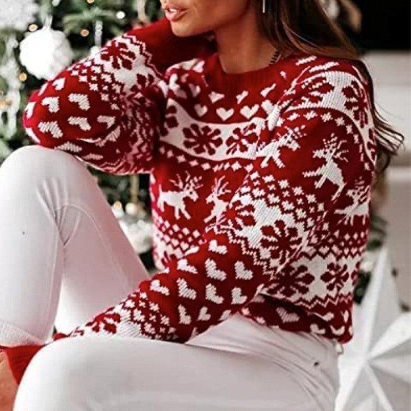 Astricos Women's Christmas Sweater – Fun Reindeer Open-Front Knitted Cardigan for Holiday Joy - Astricos