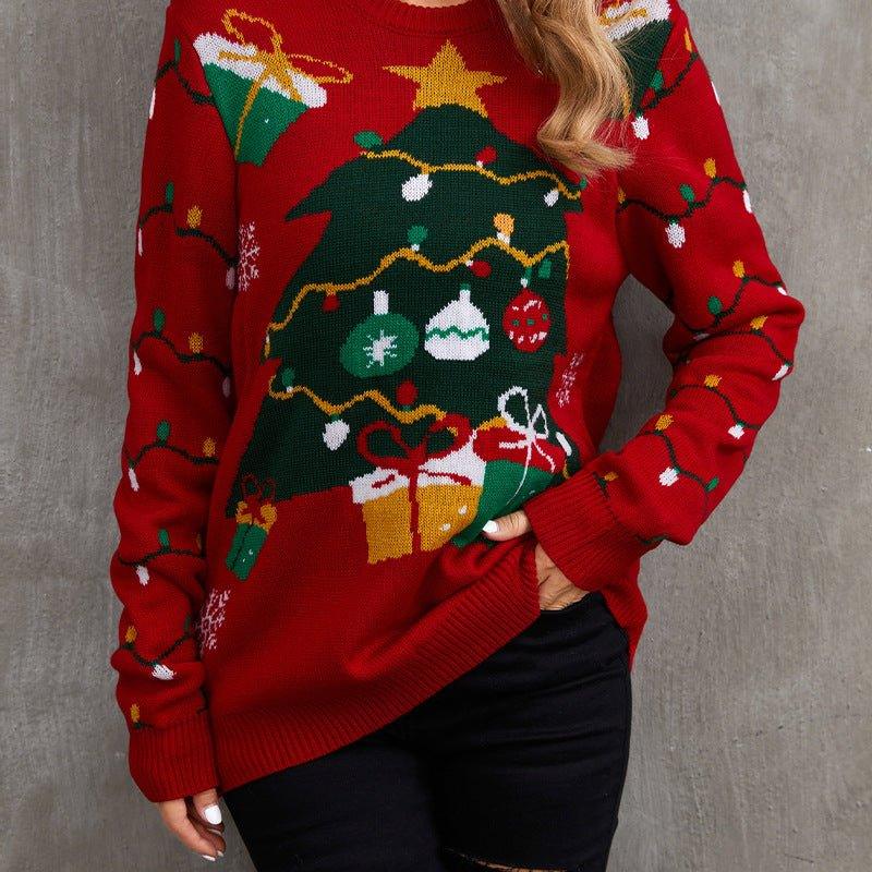 Astricos Women's Christmas Sweater – Fun Reindeer Open-Front Knitted Cardigan for Holiday Joy - Astricos