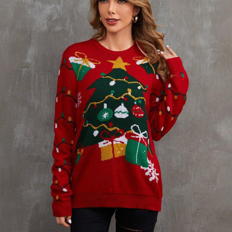 Astricos Women's Christmas Sweater – Fun Reindeer Open-Front Knitted Cardigan for Holiday Joy - Astricos