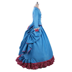 Astricos Victorian Blue Bustle Gown Costume | Custom-Made Historical Dress for Women - Astricos