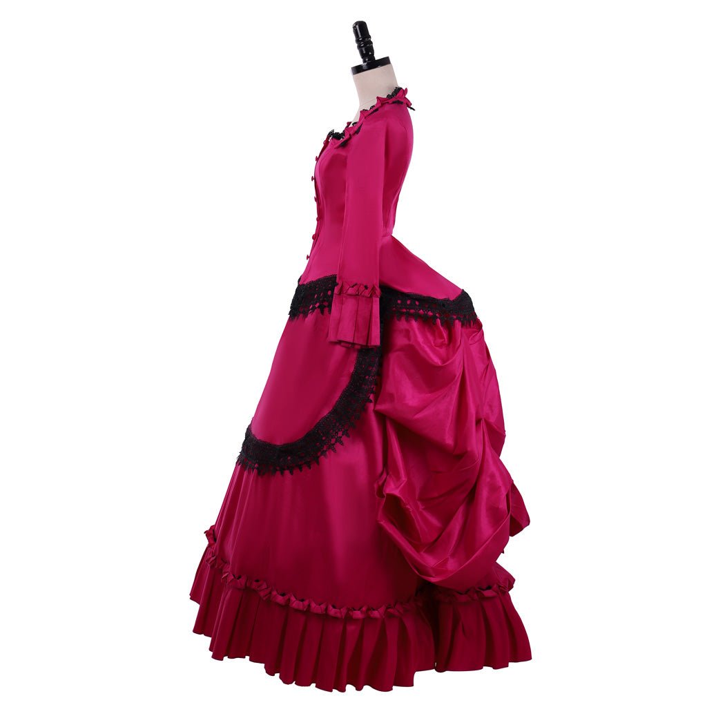 Astricos Victorian Bustle Ball Gown | Elegant Gothic Edwardian Southern Belle Vintage Red Tail Dress - Astricos