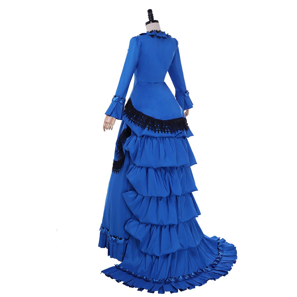 Astricos Victorian Bustle Gown Dress | Elegant Renaissance Blue Victorian Era Dress - Astricos