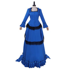 Astricos Victorian Bustle Gown Dress | Elegant Renaissance Blue Victorian Era Dress - Astricos