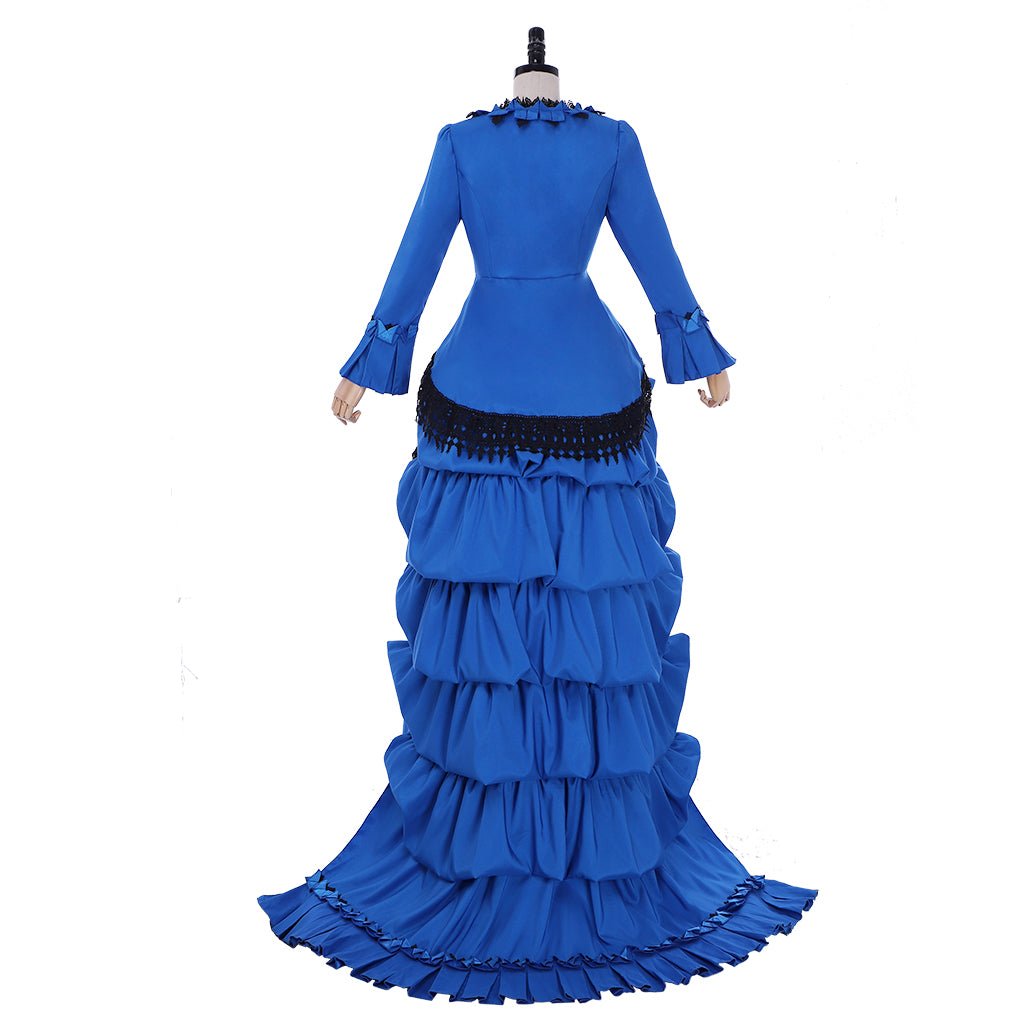 Astricos Victorian Bustle Gown Dress | Elegant Renaissance Blue Victorian Era Dress - Astricos