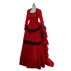 Elegant Victorian Bustle Gown | Red Renaissance Dress for Cosplay and Events by Astricos - Astricos