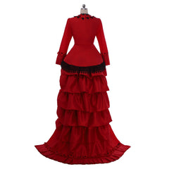 Elegant Victorian Bustle Gown | Red Renaissance Dress for Cosplay and Events by Astricos - Astricos