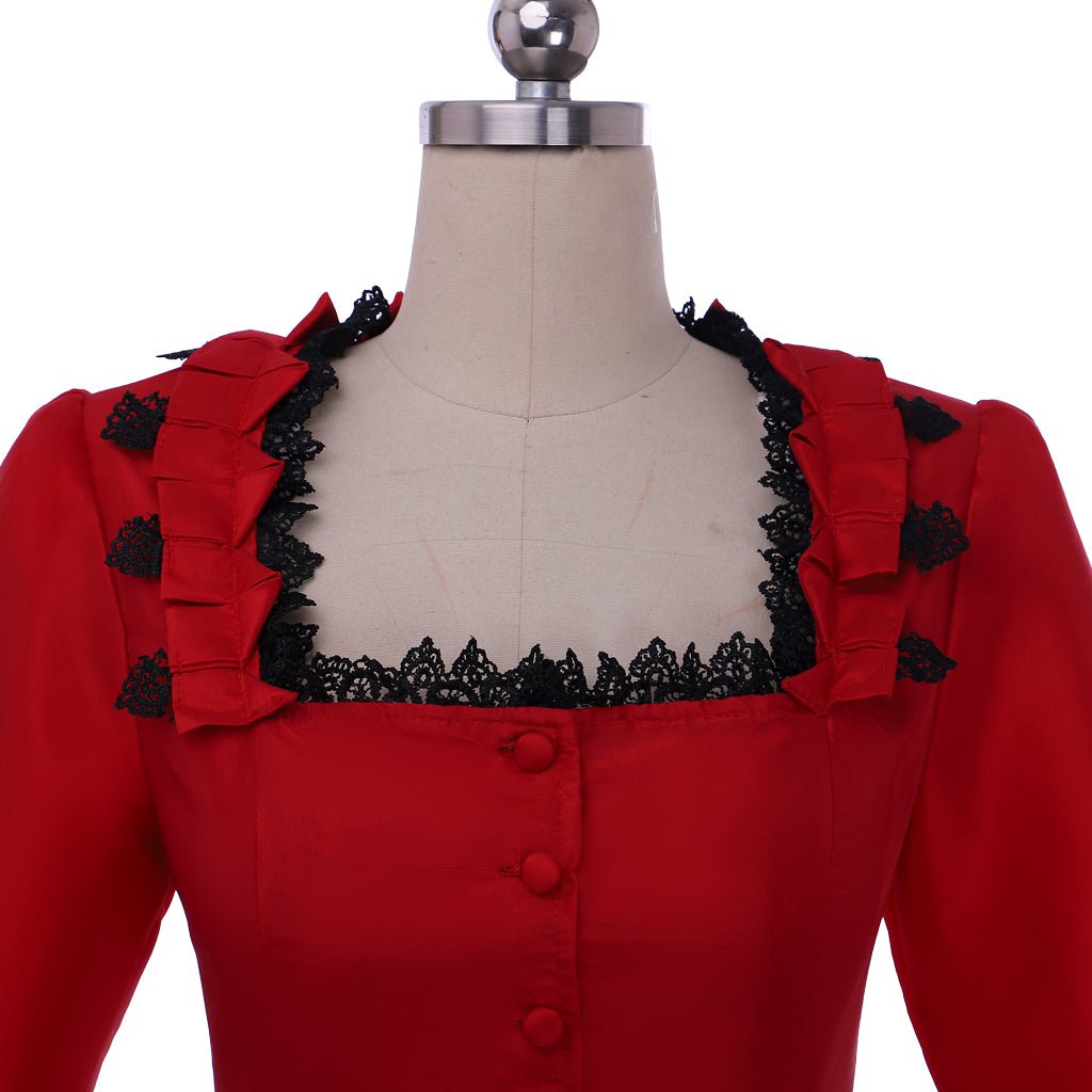 Elegant Victorian Bustle Gown | Red Renaissance Dress for Cosplay and Events by Astricos - Astricos