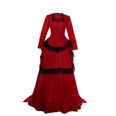 Elegant Victorian Bustle Gown | Red Renaissance Dress for Cosplay and Events by Astricos - Astricos