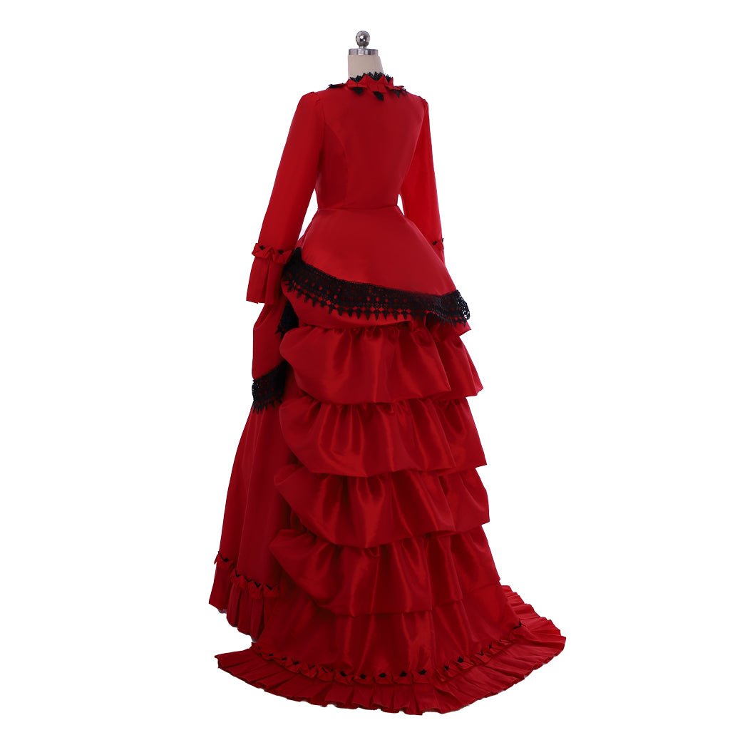 Elegant Victorian Bustle Gown | Red Renaissance Dress for Cosplay and Events by Astricos - Astricos