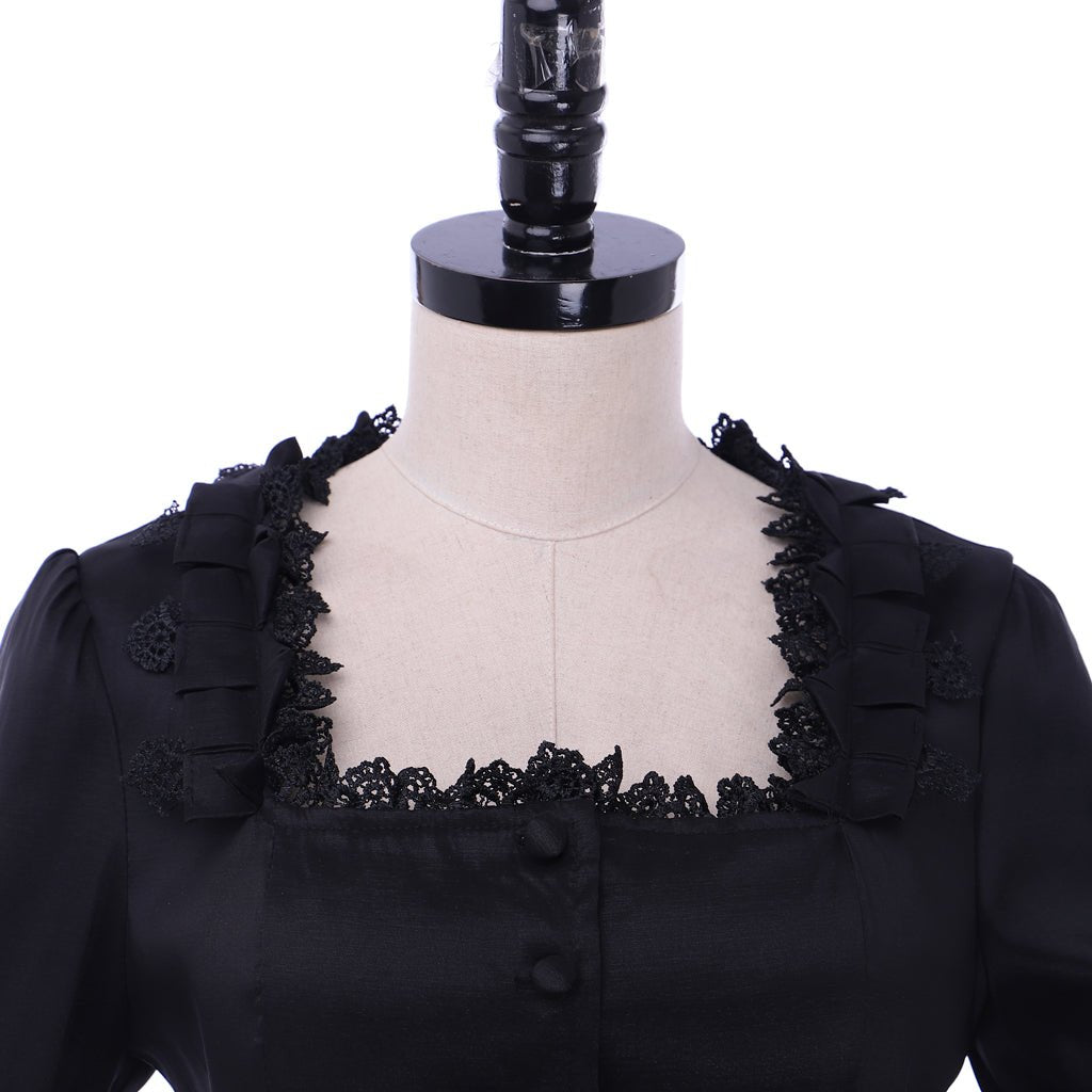 Astricos Victorian Gothic Black Ball Gown | Elegant Tudor Baroque Southern Belle Dress - Astricos