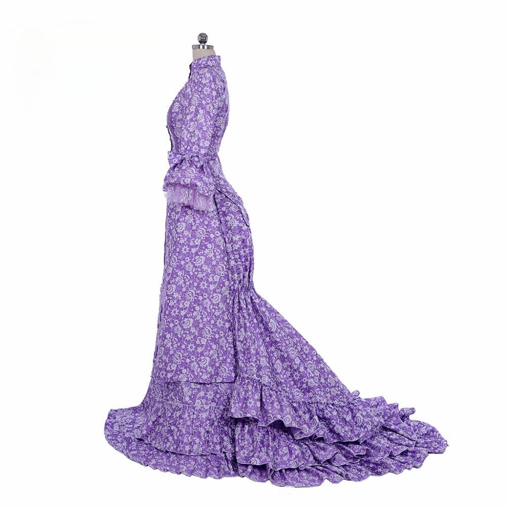 Elegant Astricos Gothic Purple Bustle Gown | Civil War Era Southern Belle Ball Dress for Special Occasions - Astricos