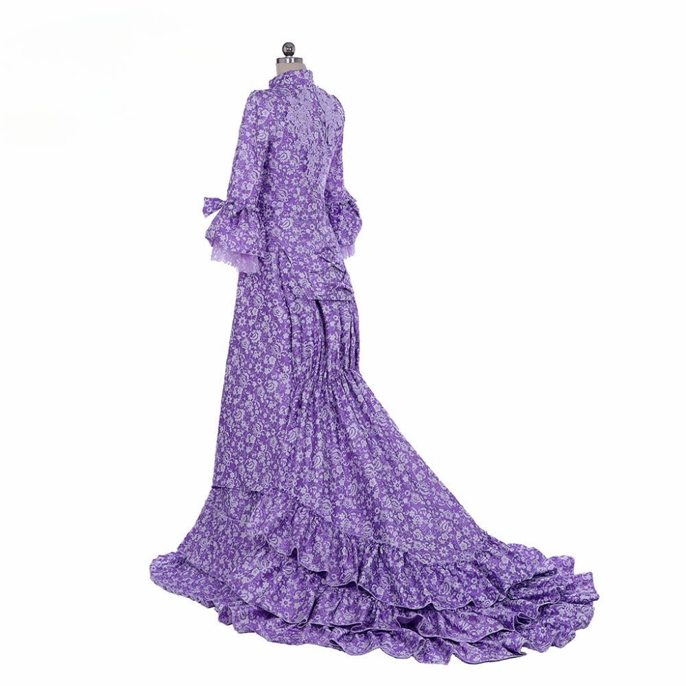 Elegant Astricos Gothic Purple Bustle Gown | Civil War Era Southern Belle Ball Dress for Special Occasions - Astricos